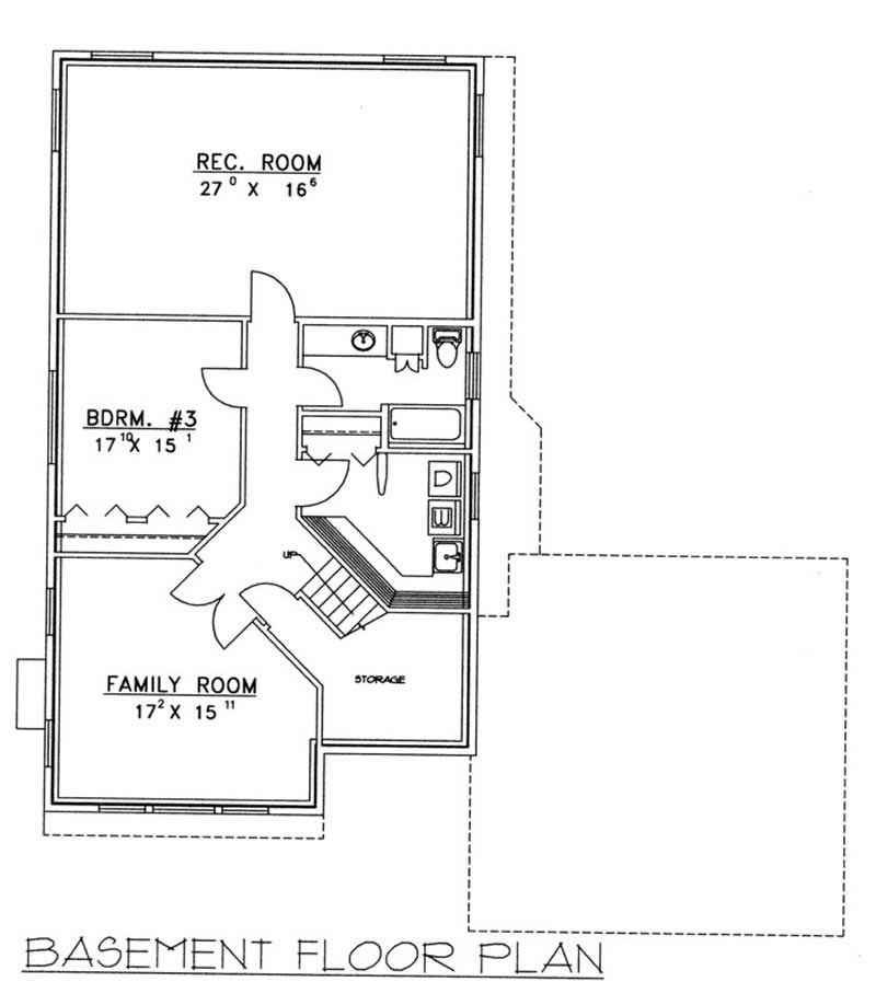 Floor Plan Basement of Country Plan #132-1390