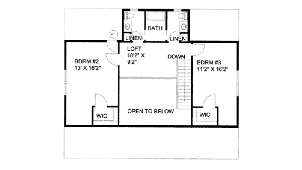 Floor Plan Second Story of Concrete Block/ ICF Design Plan #132-1391