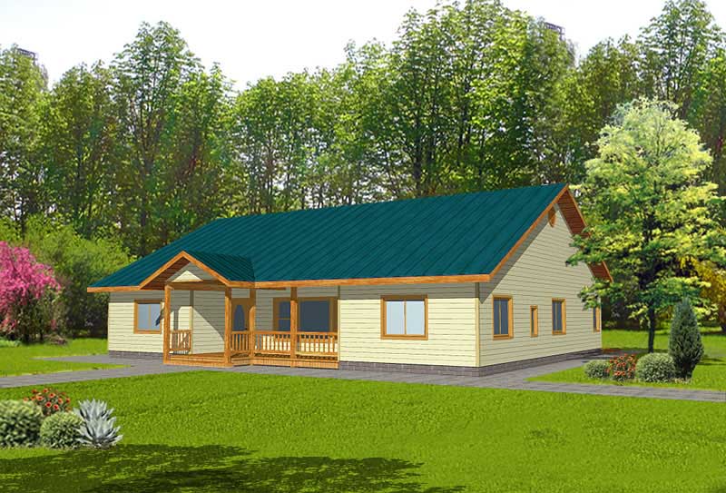 Front Elevation of this Ranch House (#132-1392) at The Plan Collection.