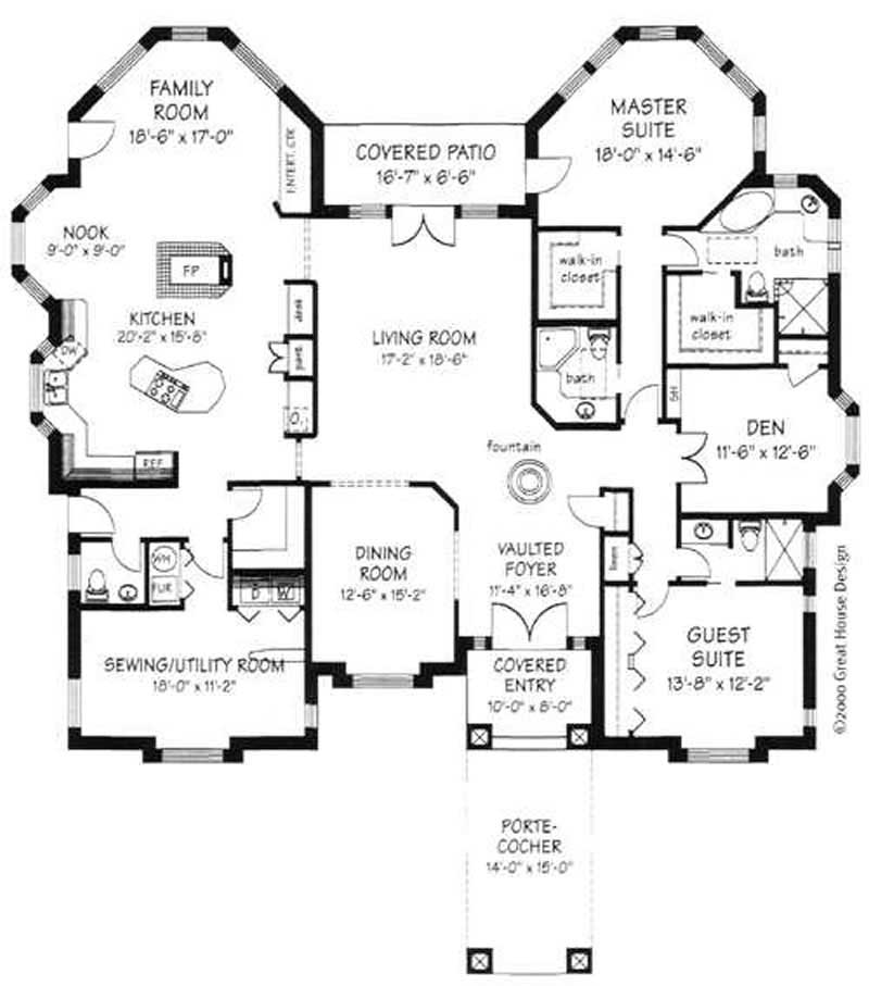 Floor Plan First Story of Concrete Block/ ICF Design Plan #132-1395