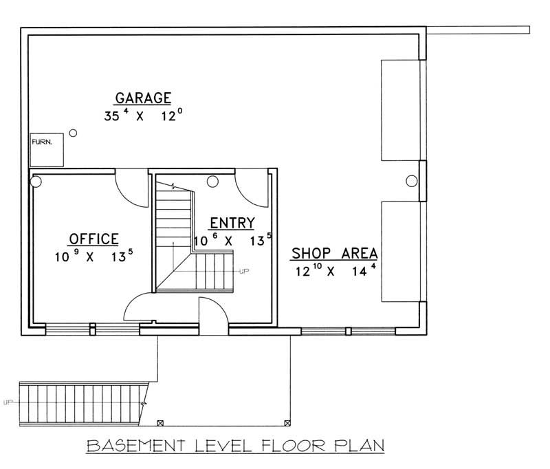 Floor Plan Basement of Log Cabin Plan #132-1398