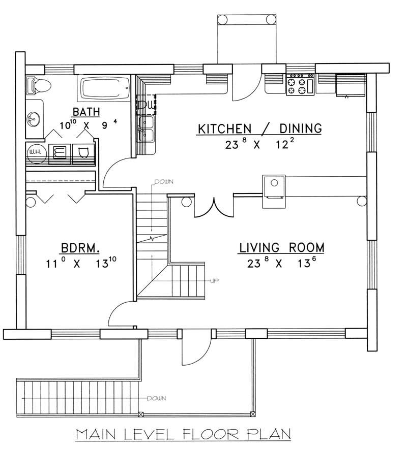 Floor Plan First Story of Log Cabin Plan #132-1398
