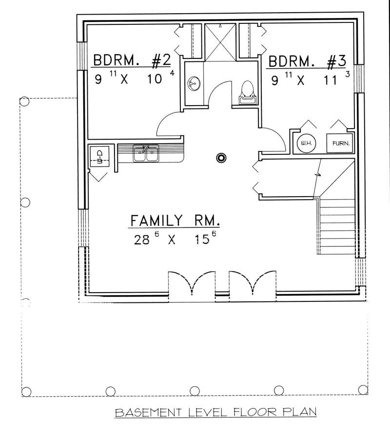 Floor Plan Basement of Log Cabin Plan #132-1399