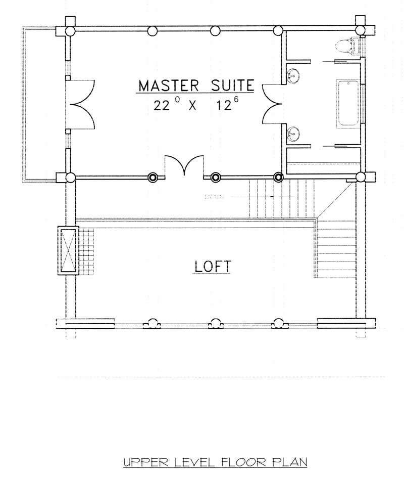 Floor Plan Second Story of Log Cabin Plan #132-1399