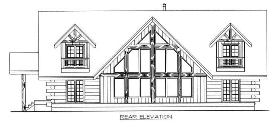 Home Plan Rear Elevation of this 3-Bedroom,3219 Sq Ft Plan -132-1400