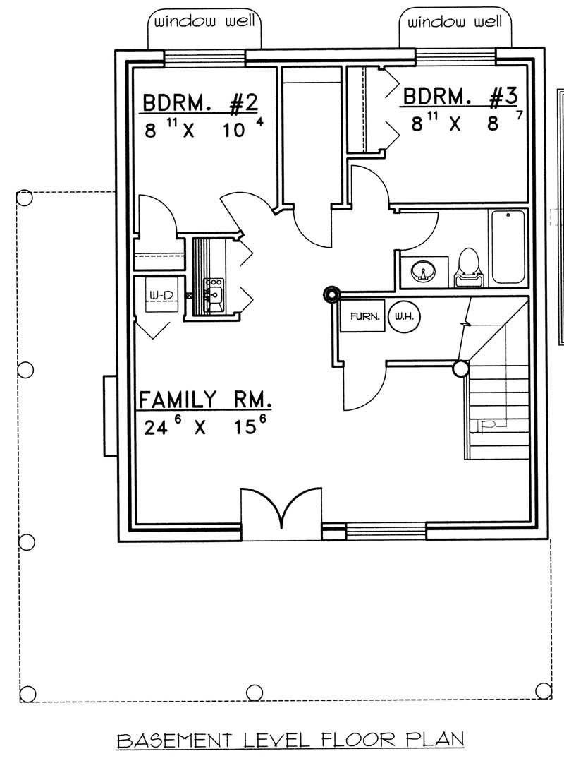 Floor Plan Basement of Log Cabin Plan #132-1401