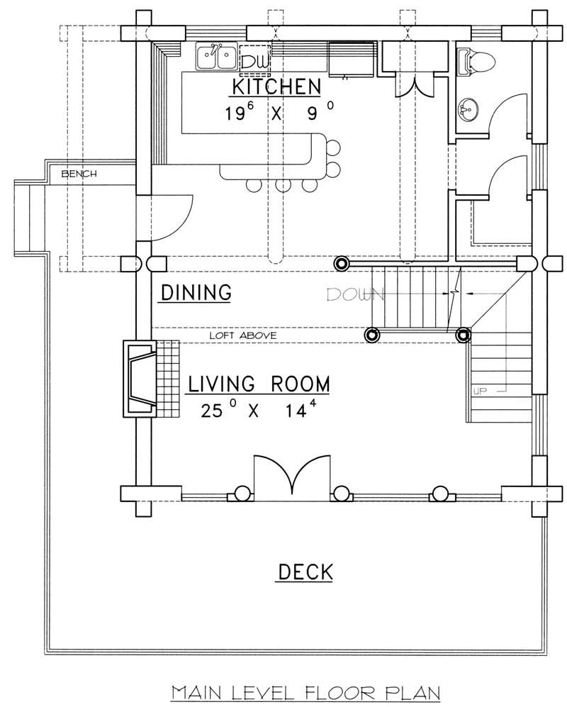 Floor Plan First Story of Log Cabin Plan #132-1401