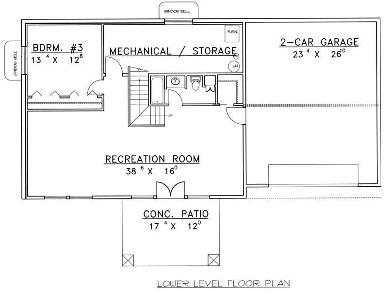 Floor Plan Basement of Country Plan #132-1402