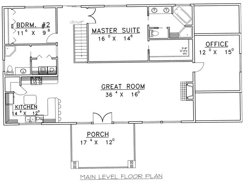 Floor Plan First Story of Country Plan #132-1402