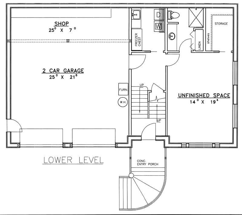 Floor Plan Basement of Multi-Level Plan #132-1403