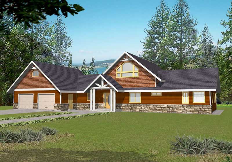 Front Elevation of this Country House (#132-1408) at The Plan Collection.