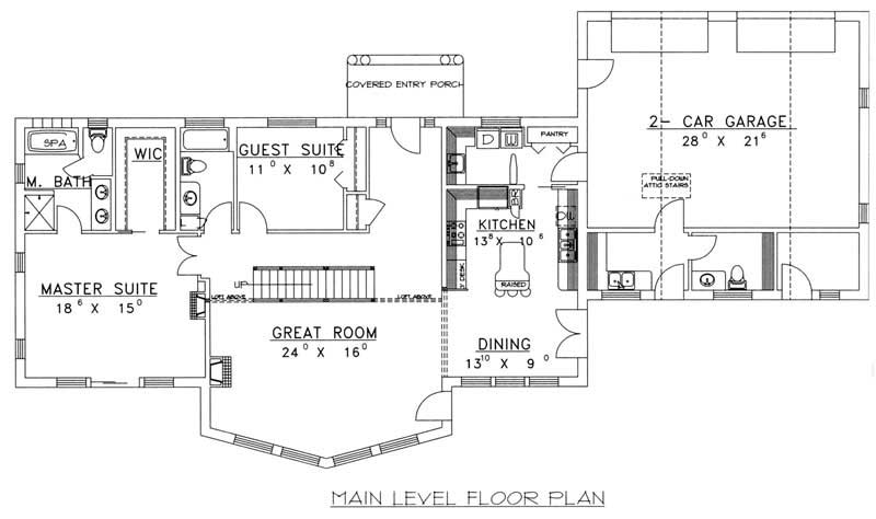 Floor Plan First Story of Country Plan #132-1408