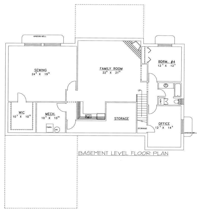 Floor Plan Basement of Ranch Plan #132-1409