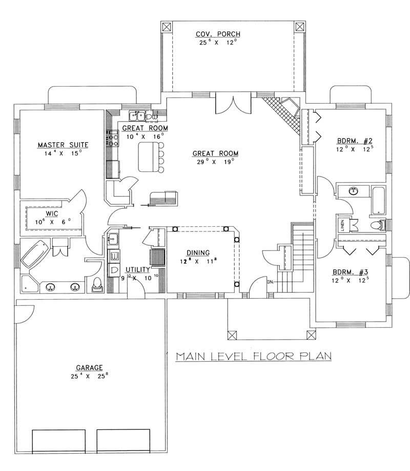 Floor Plan First Story of Ranch Plan #132-1409