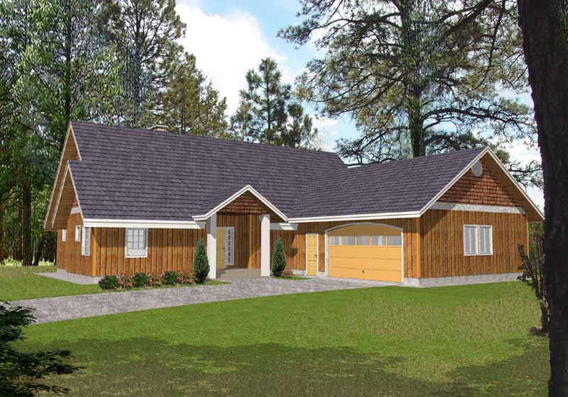 Front Elevation of this Country House (#132-1410) at The Plan Collection.