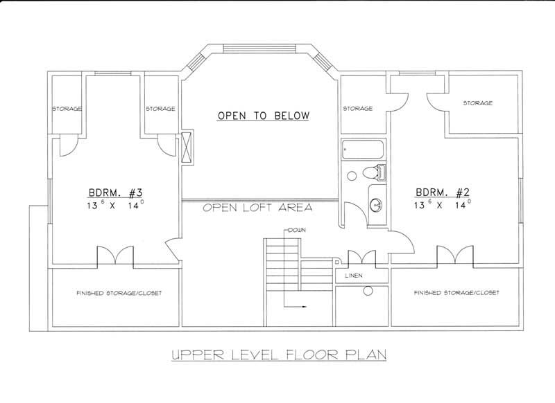 Floor Plan Second Story of Country Plan #132-1410