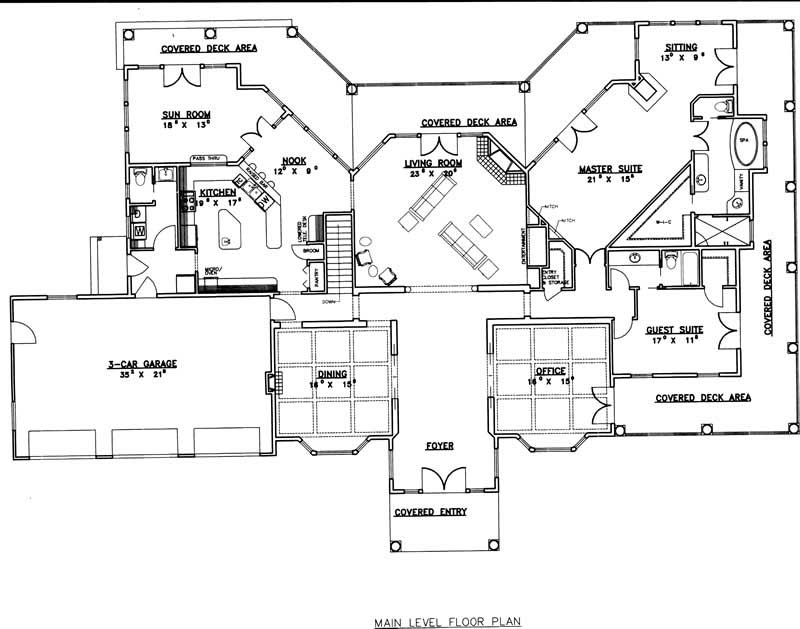 Floor Plan First Story of Contemporary Plan #132-1413