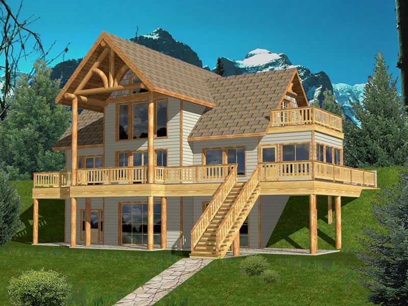 Front Elevation of this Contemporary House (#132-1418) at The Plan Collection.