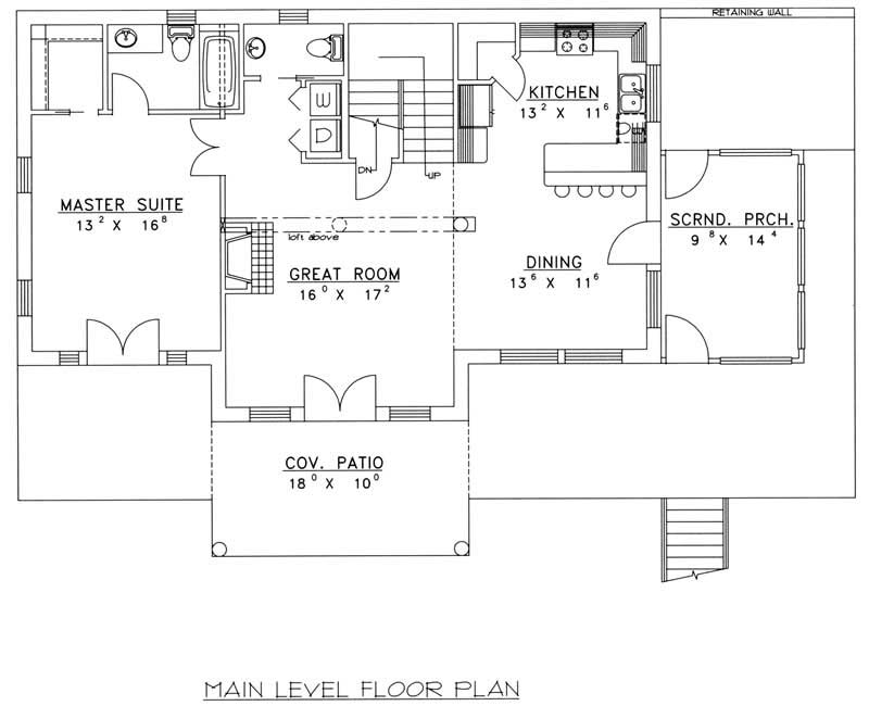 Main Level of Contemporary Plan #132-1418