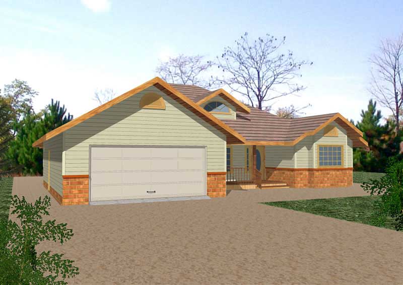 Front Elevation of this Contemporary House (#132-1419) at The Plan Collection.