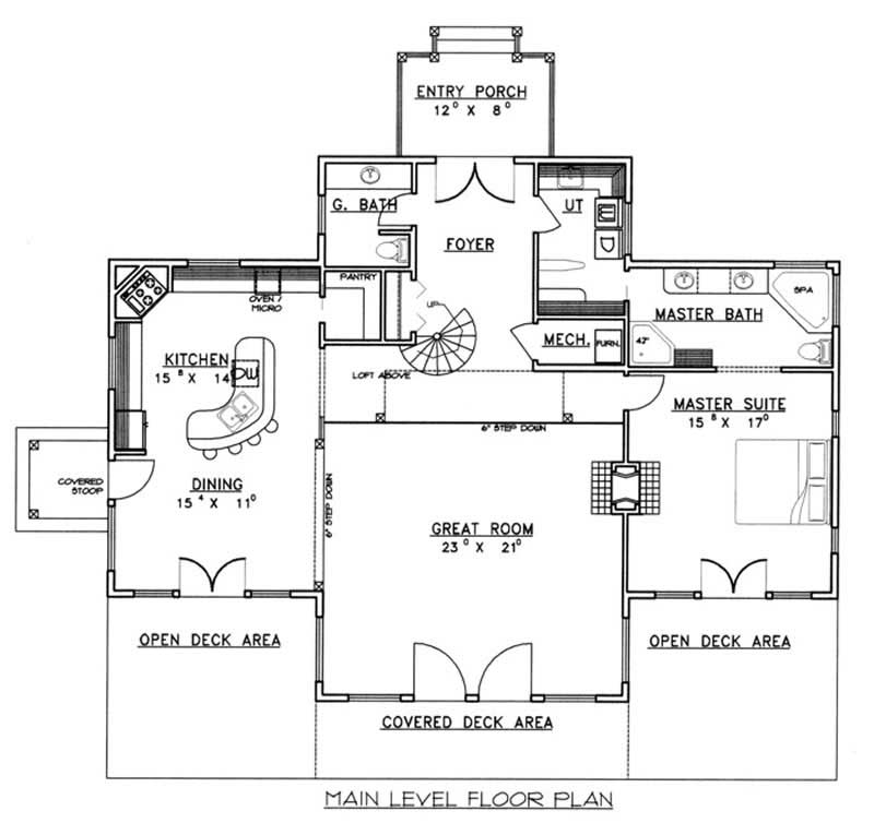 Floor Plan First Story of Coastal Plan #132-1421
