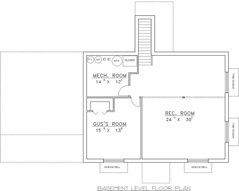 Floor Plan Basement of Prairie Plan #132-1422
