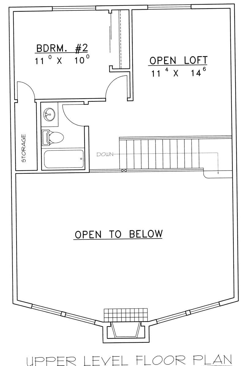 Floor Plan Second Story of Coastal Plan #132-1423