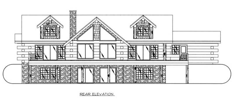 Home Plan Rear Elevation of this 4-Bedroom,6626 Sq Ft Plan -132-1426