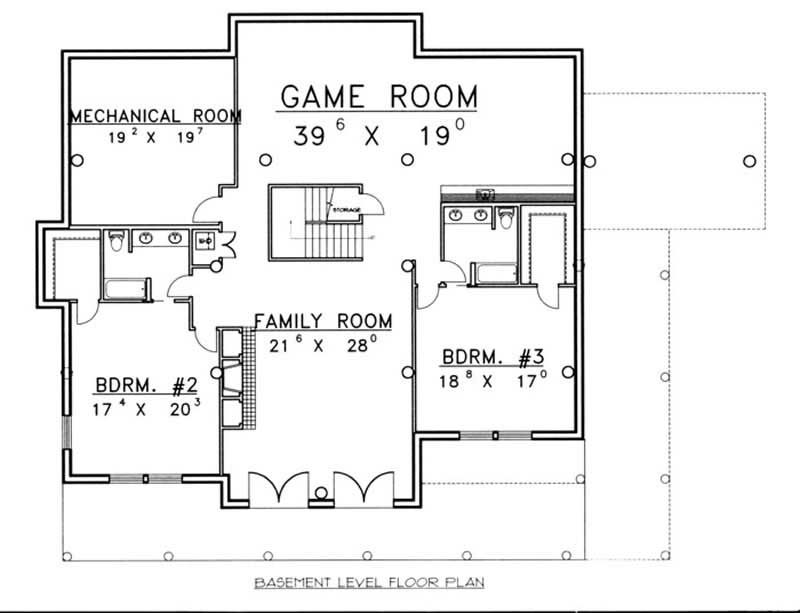 Floor Plan Basement of Country Plan #132-1426