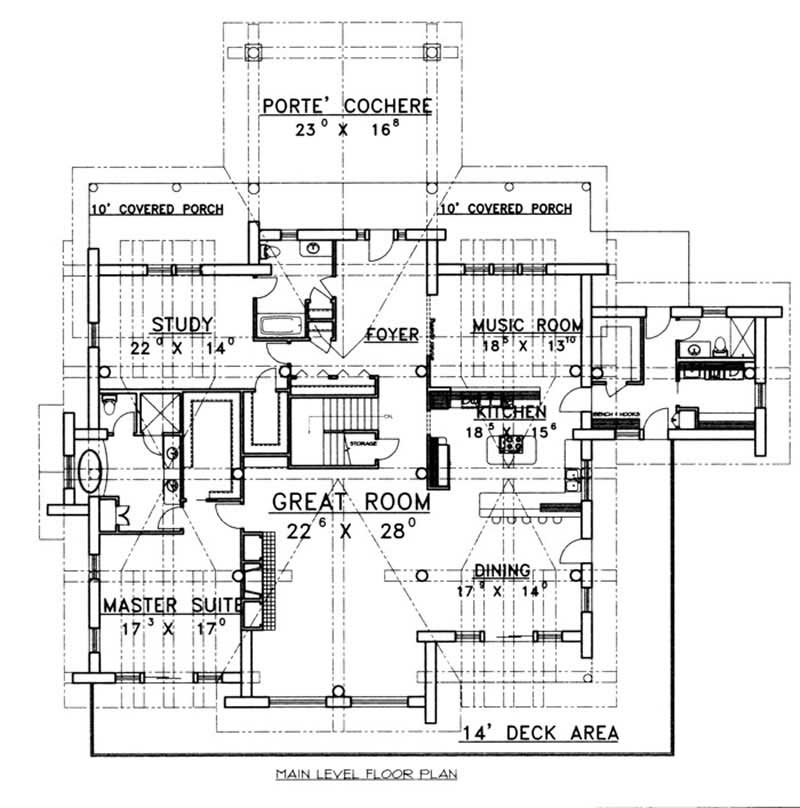 Floor Plan First Story of Country Plan #132-1426