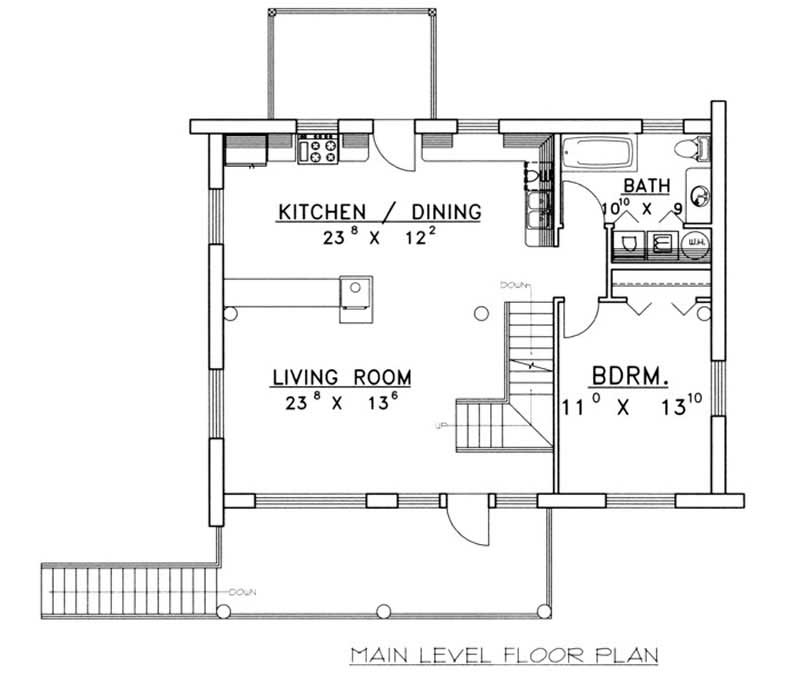 Floor Plan First Story of Log Cabin Plan #132-1427