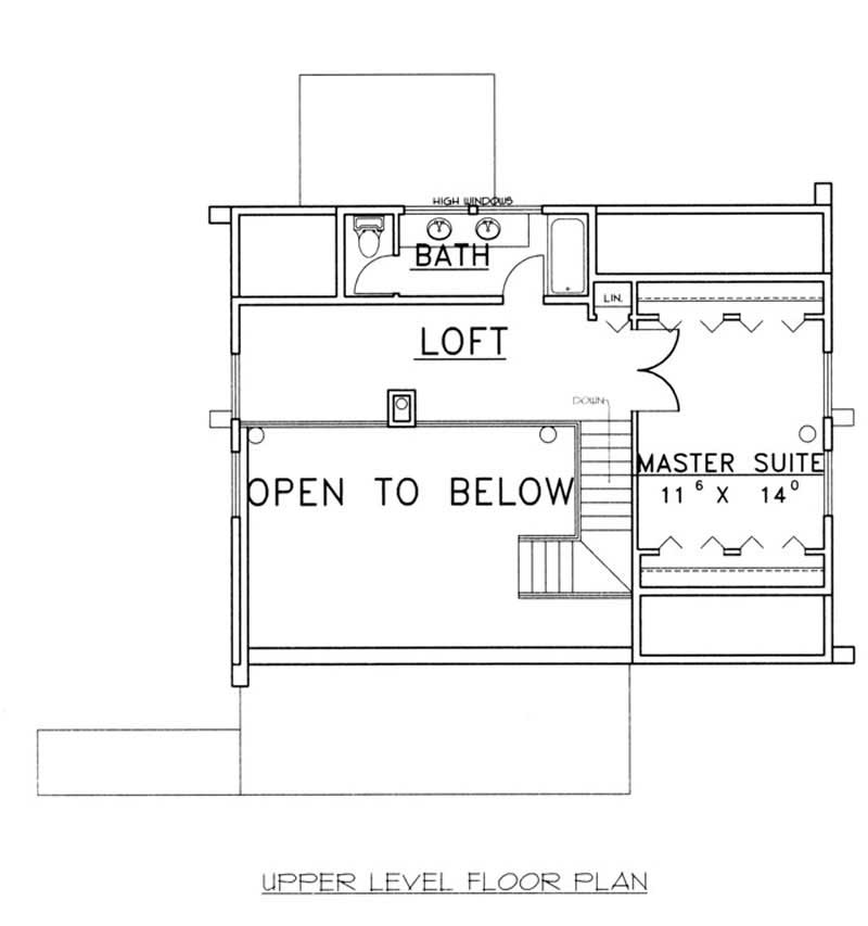 Floor Plan Second Story of Log Cabin Plan #132-1427