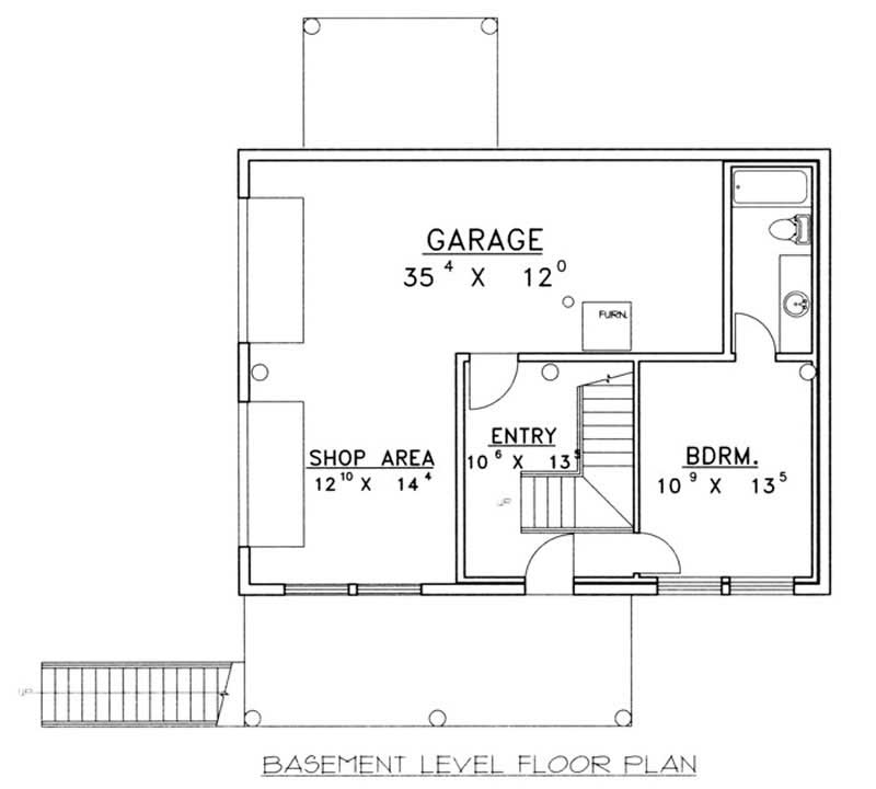 Floor Plan Basement of Log Cabin Plan #132-1427
