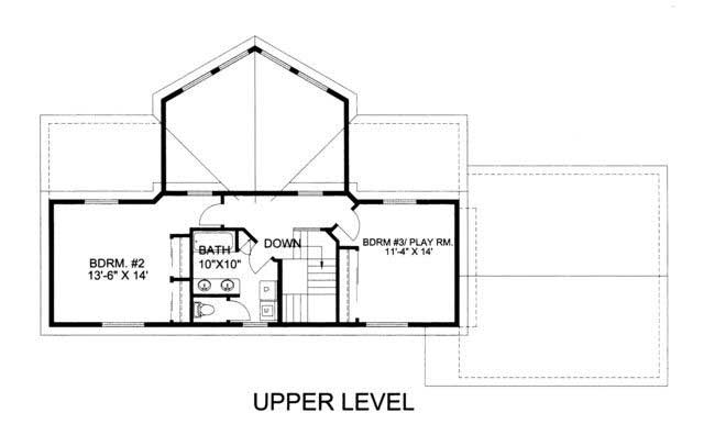 Floor Plan Second Story of Coastal Plan #132-1428