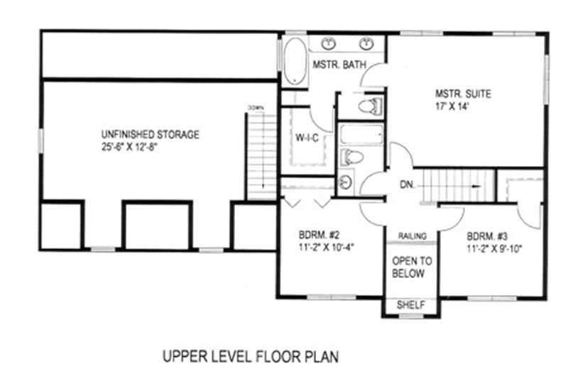 Floor Plan Second Story of Country Plan #132-1430