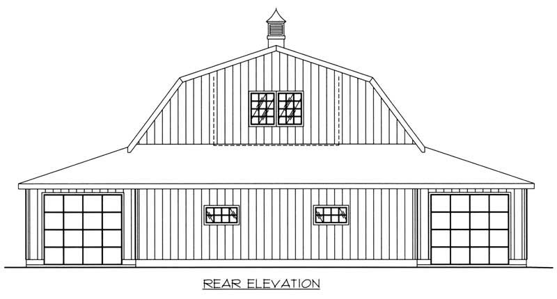 Home Plan Rear Elevation of this 1-Bedroom,1800 Sq Ft Plan -132-1432