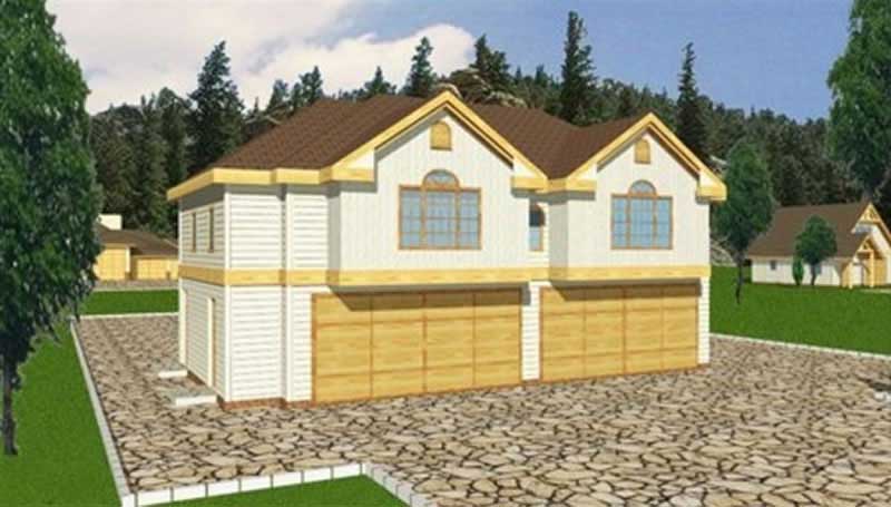 Front Elevation of this Garage House (#132-1434) at The Plan Collection.