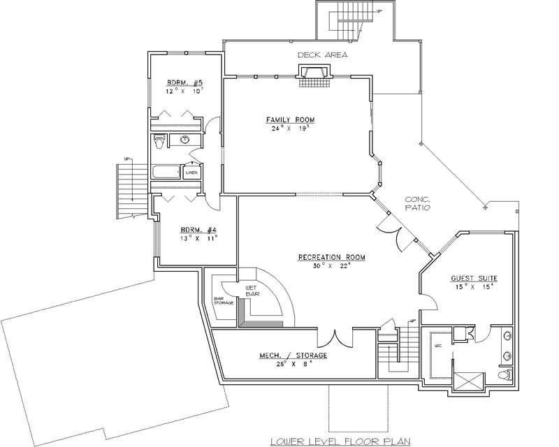 Floor Plan Basement of Contemporary Plan #132-1436