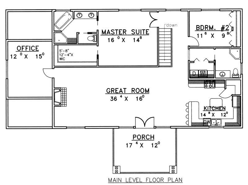 Main Level of Rustic Plan #132-1437
