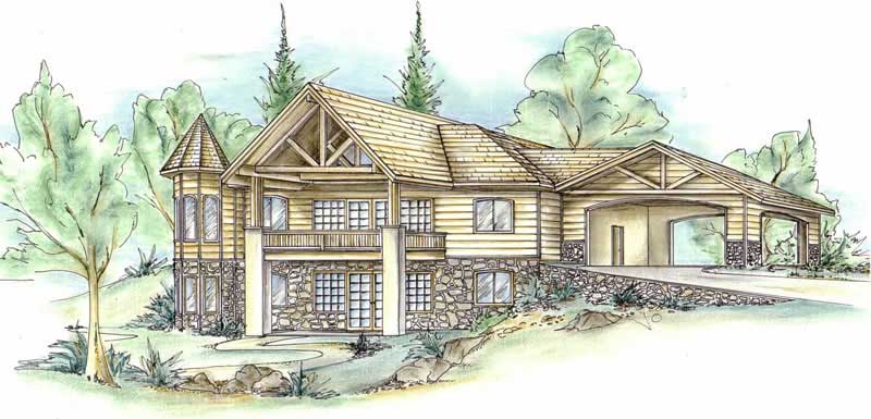 Front Elevation of this Country House (#132-1439) at The Plan Collection.