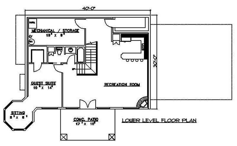 Floor Plan Basement of Country Plan #132-1439