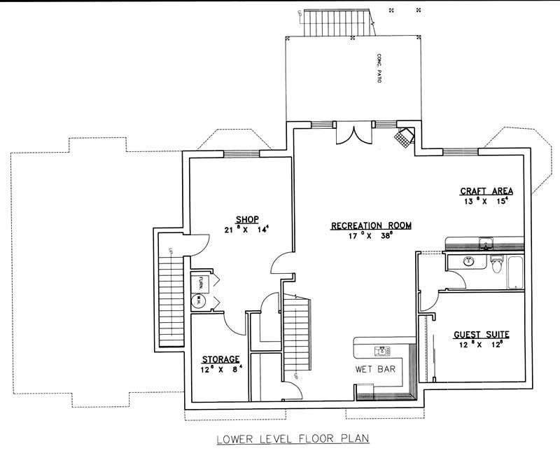 Floor Plan Basement of European Plan #132-1440