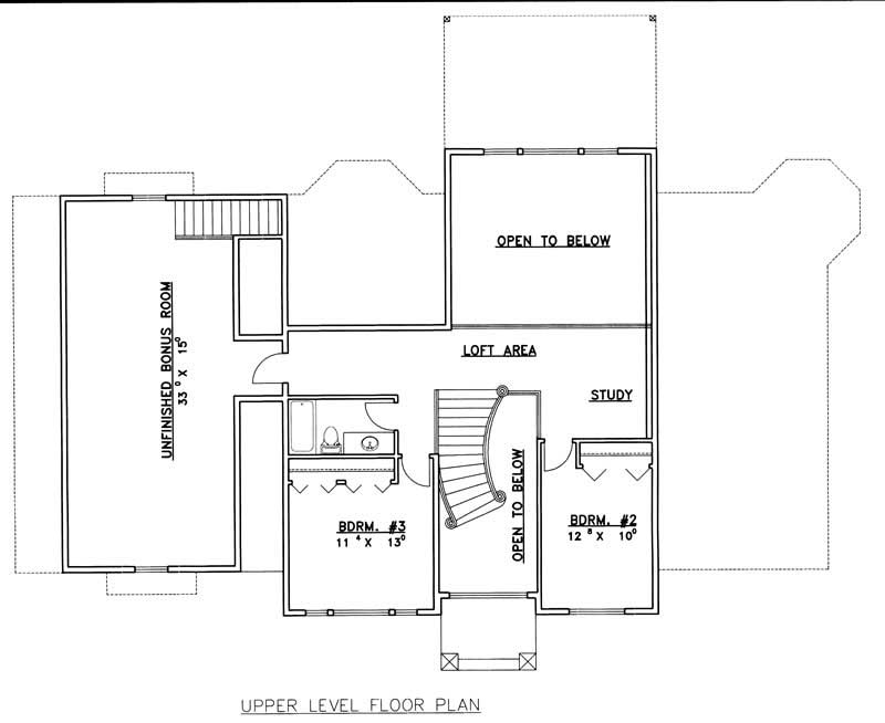 Floor Plan Second Story of European Plan #132-1440