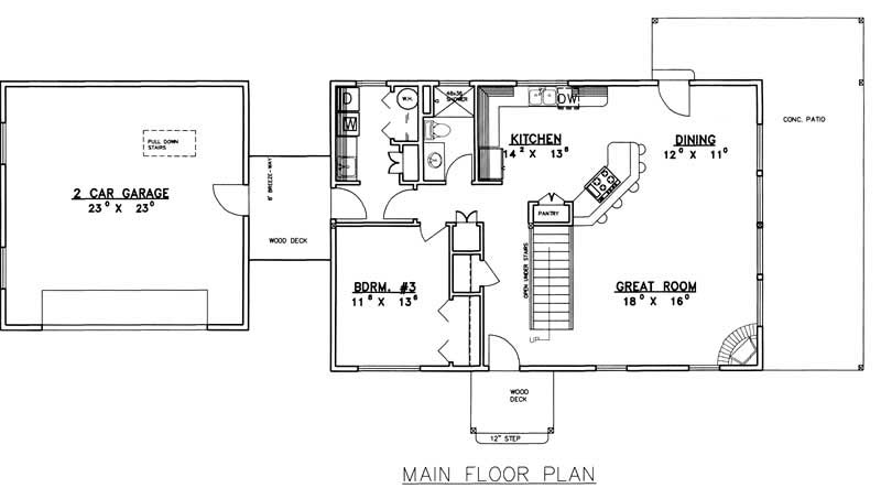 Floor Plan First Story of Vacation Homes Plan #132-1441