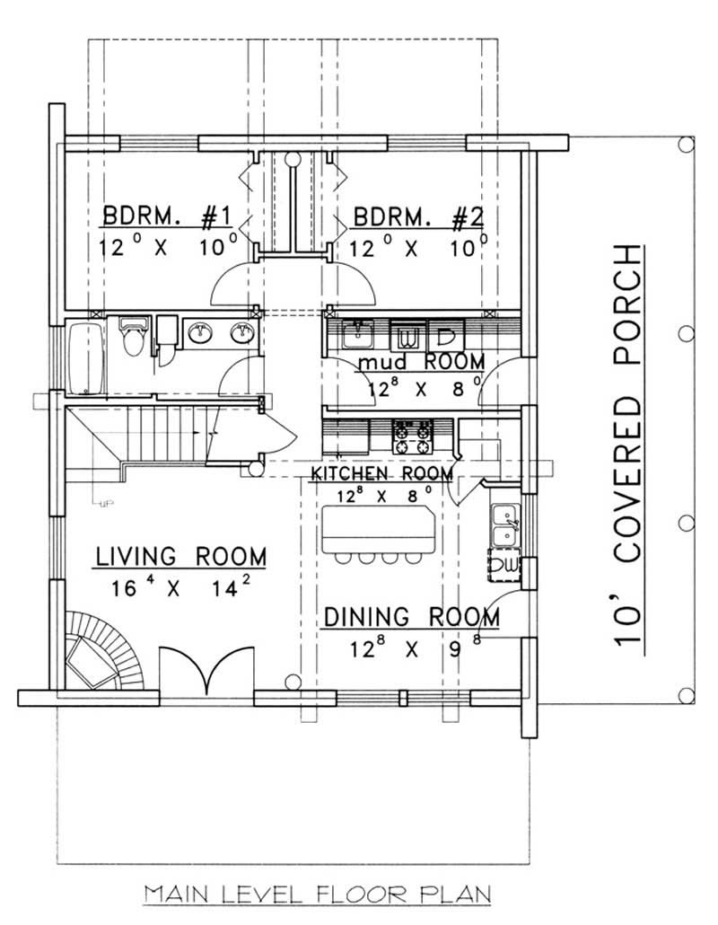 Floor Plan First Story of Log Cabin Plan #132-1447