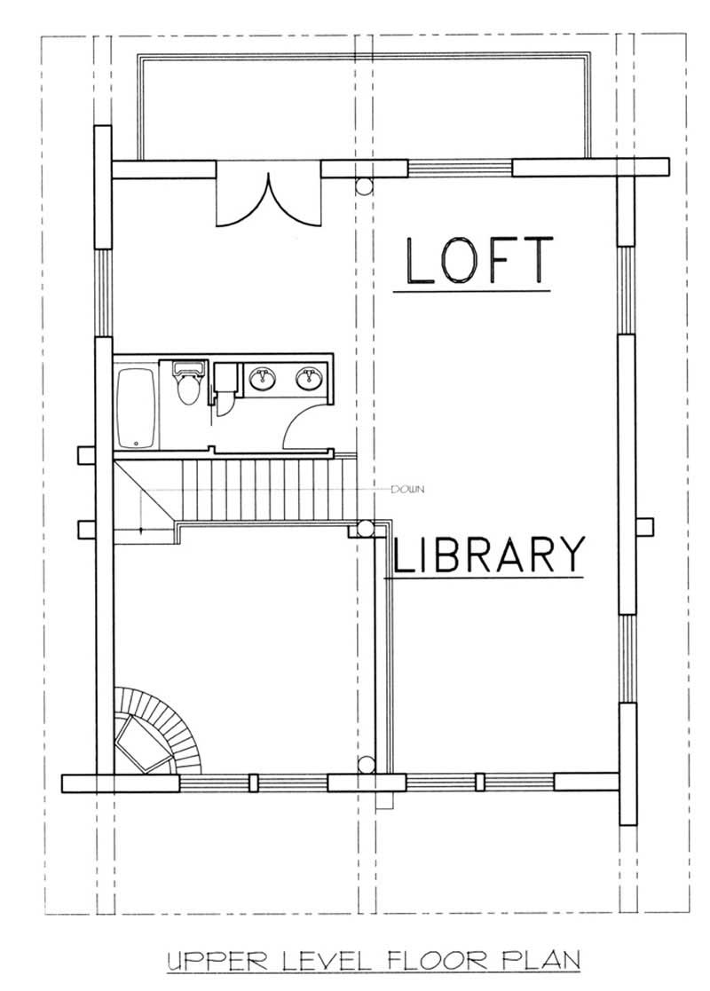 Floor Plan Second Story of Log Cabin Plan #132-1447