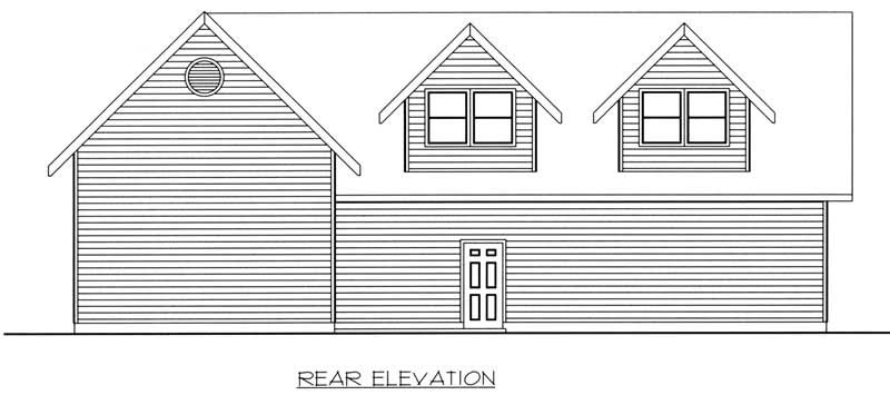 Home Plan Rear Elevation of this 1-Bedroom,896 Sq Ft Plan -132-1448