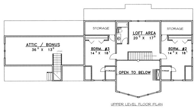 Floor Plan Second Story of Southern Plan #132-1452