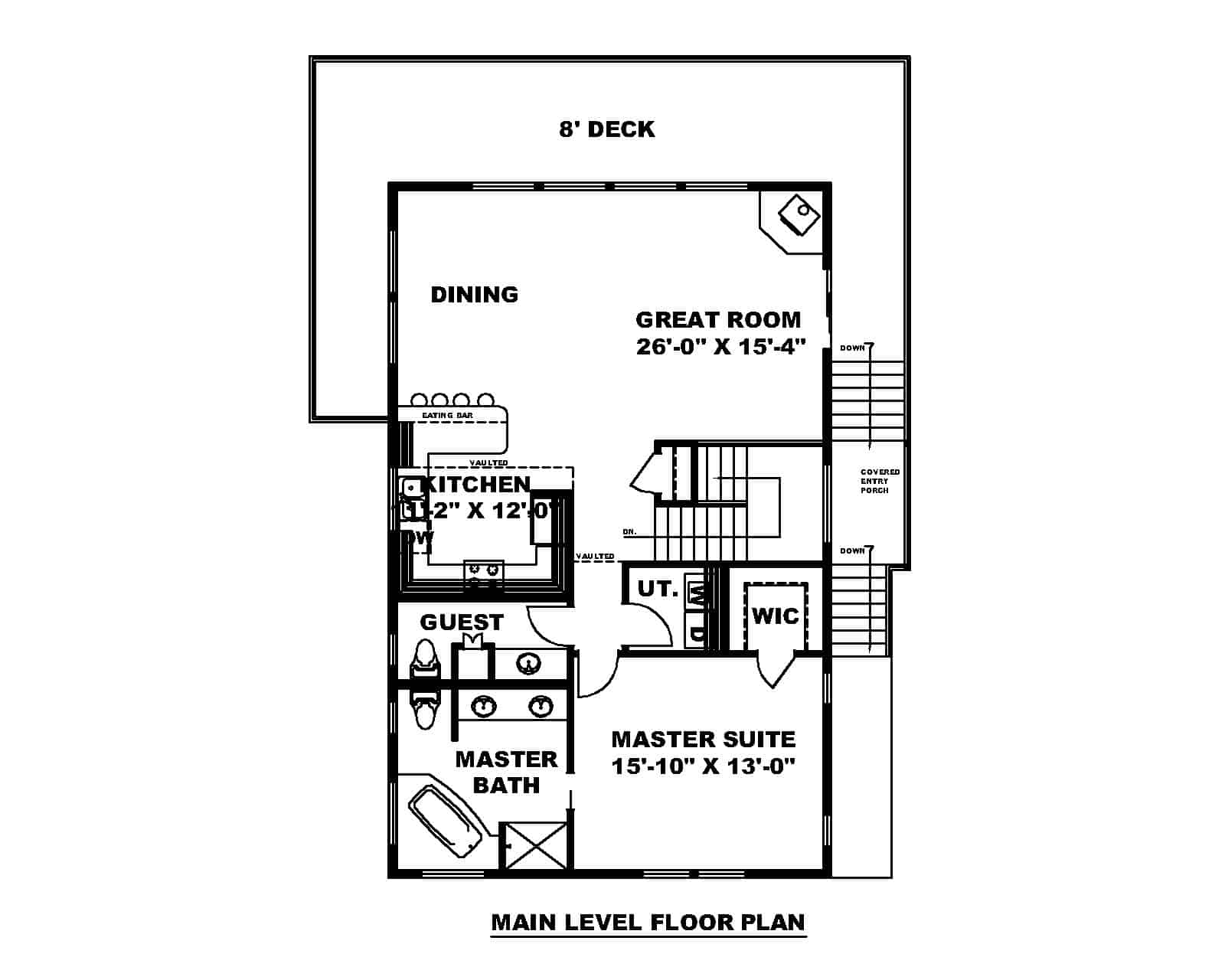 Floor Plan First Story of Vacation Homes Plan #132-1454