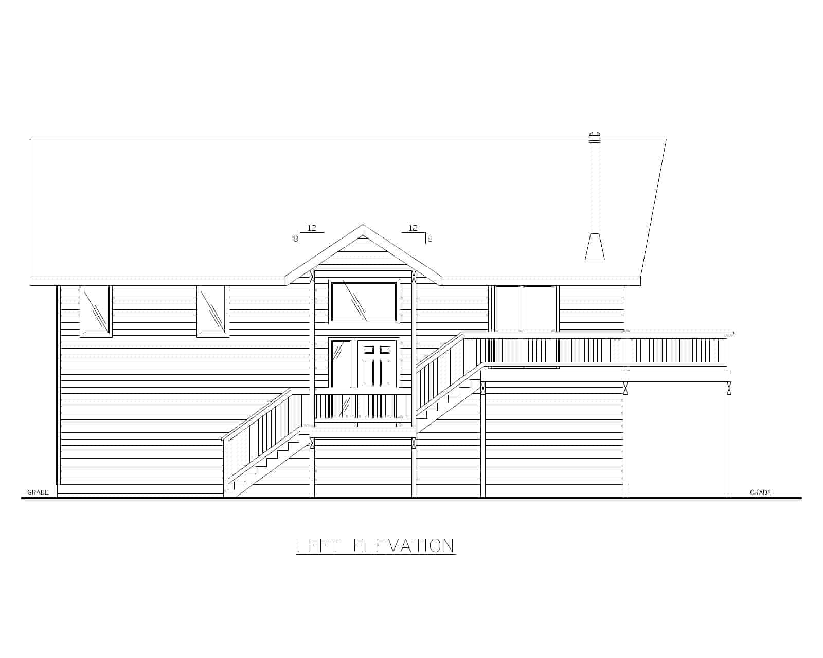 Home Plan Left Elevation of this 3-Bedroom,1232 Sq Ft Plan -132-1454